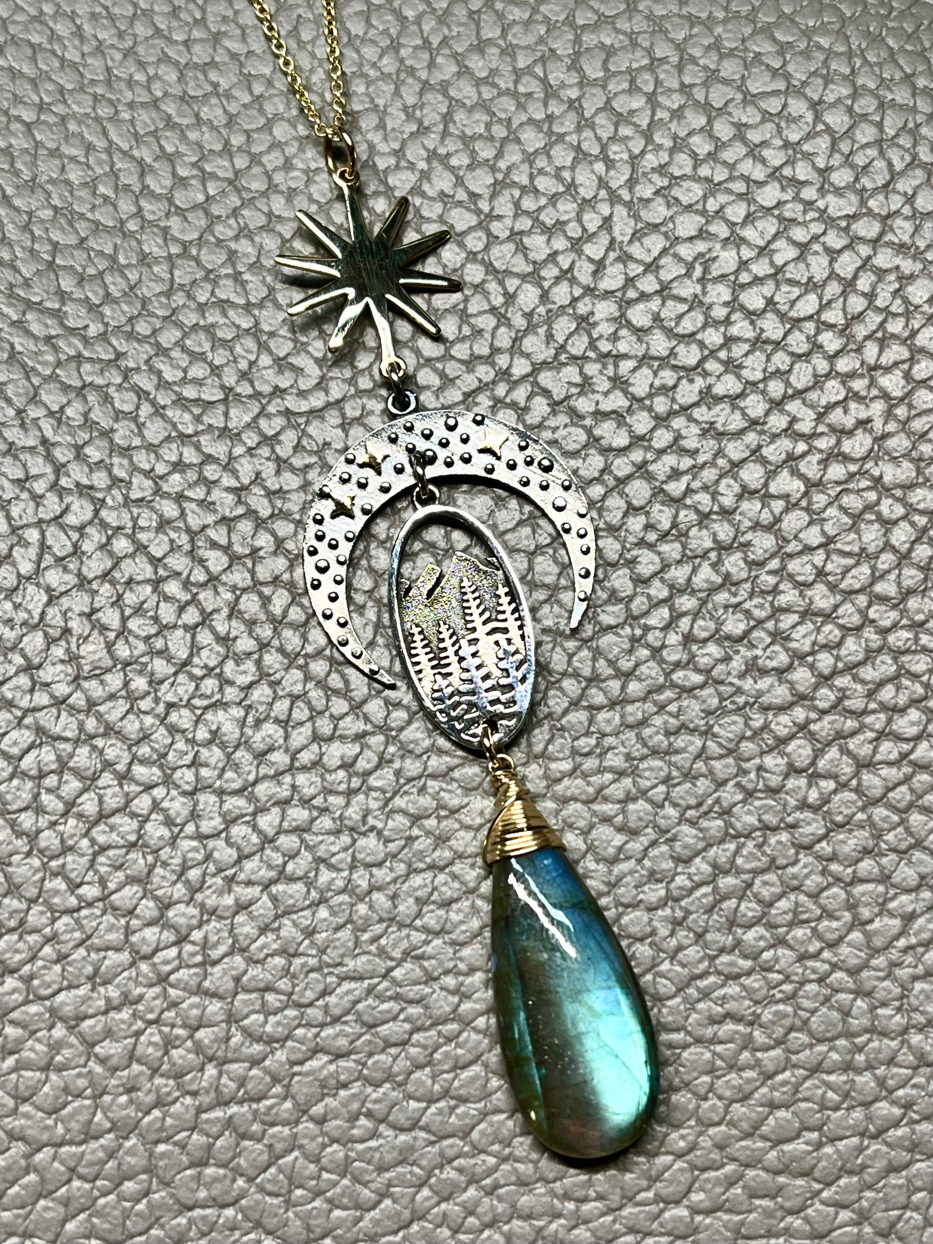 •COVE• labradorite + cosmic cove + mixed metal necklace (26"-28")