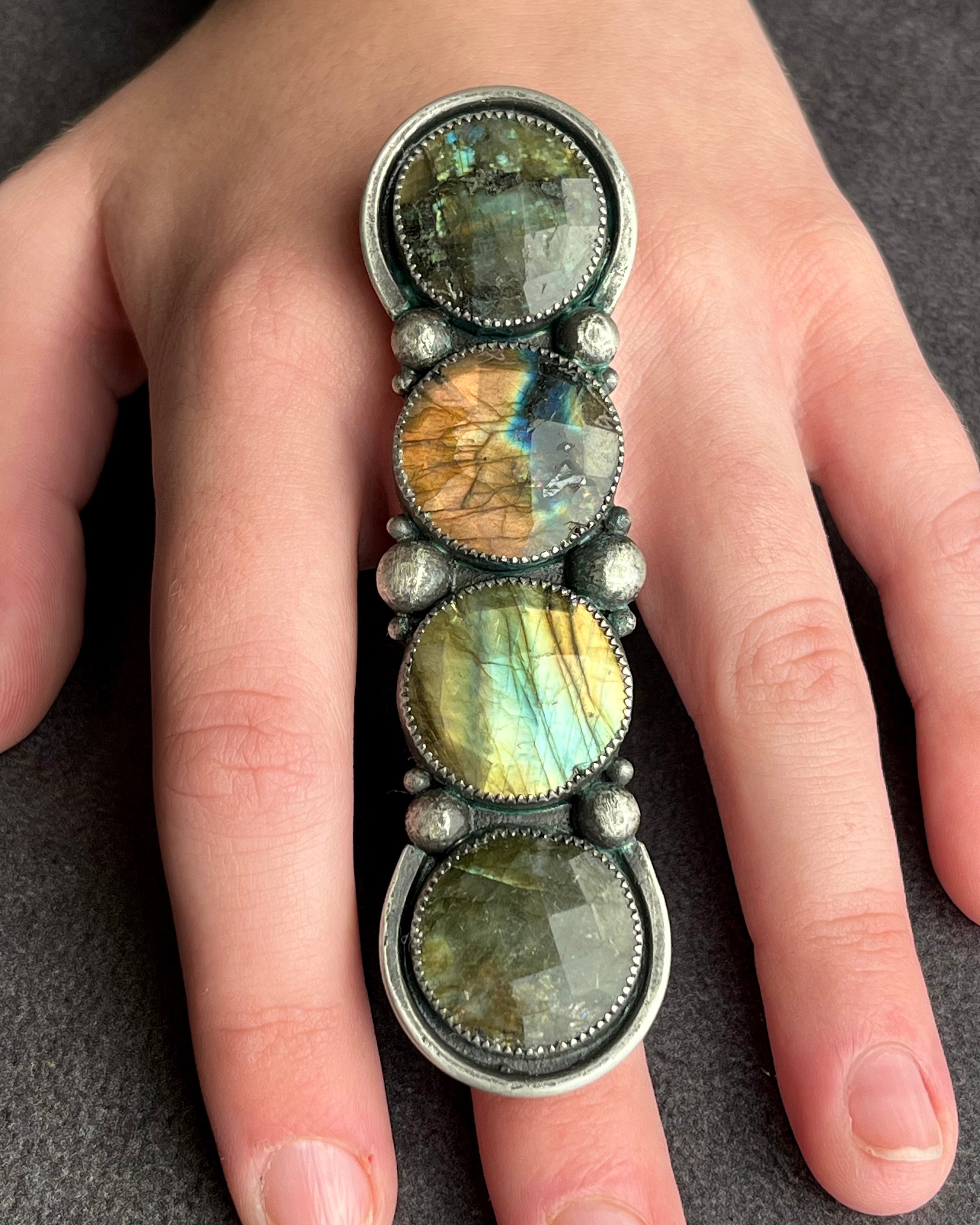 •ECLIPTIC• labradorite + silver ring - SIZE 7