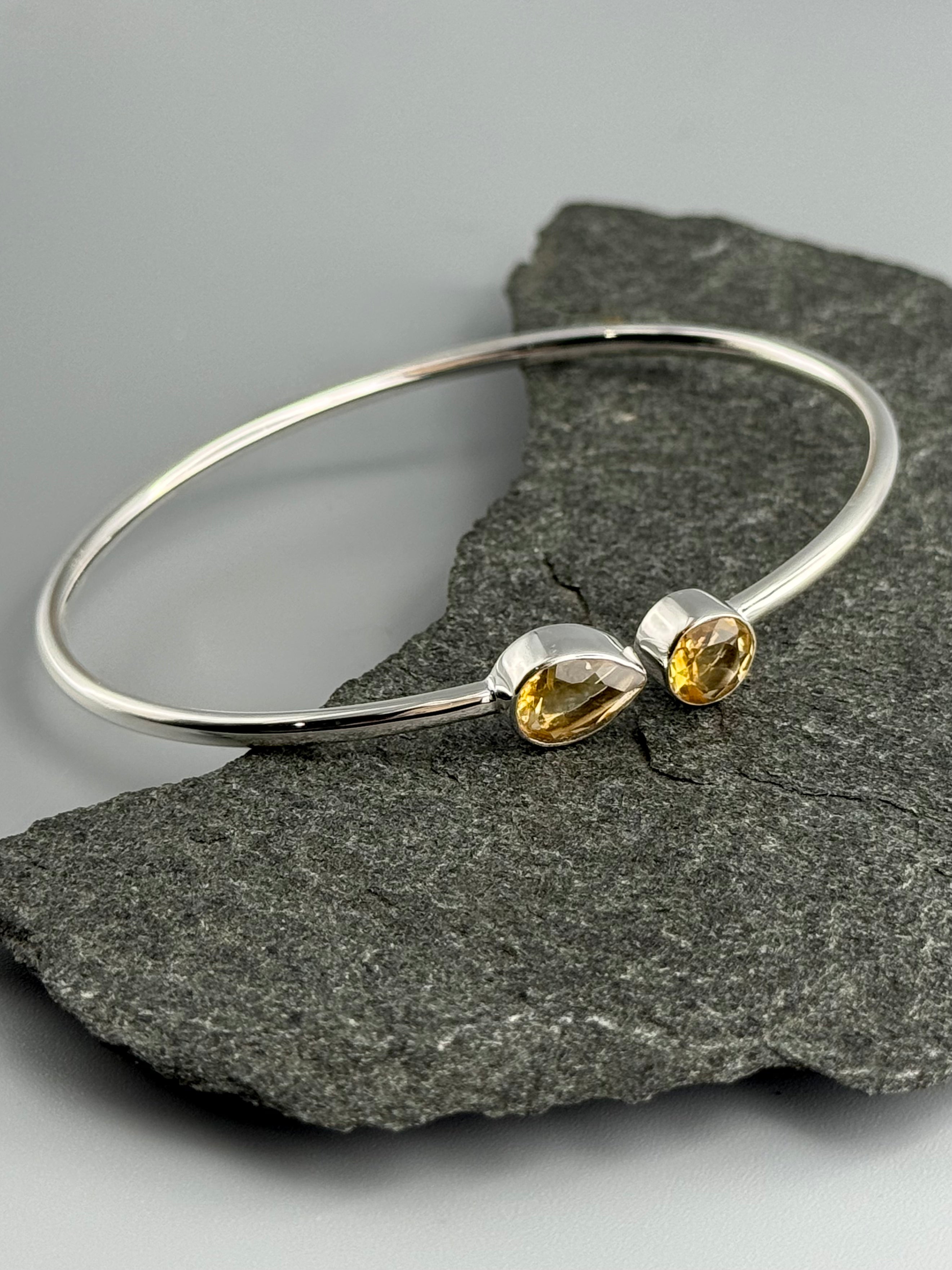 •RAIN OR SHINE• citrine + silver twist-on cuff bracelet