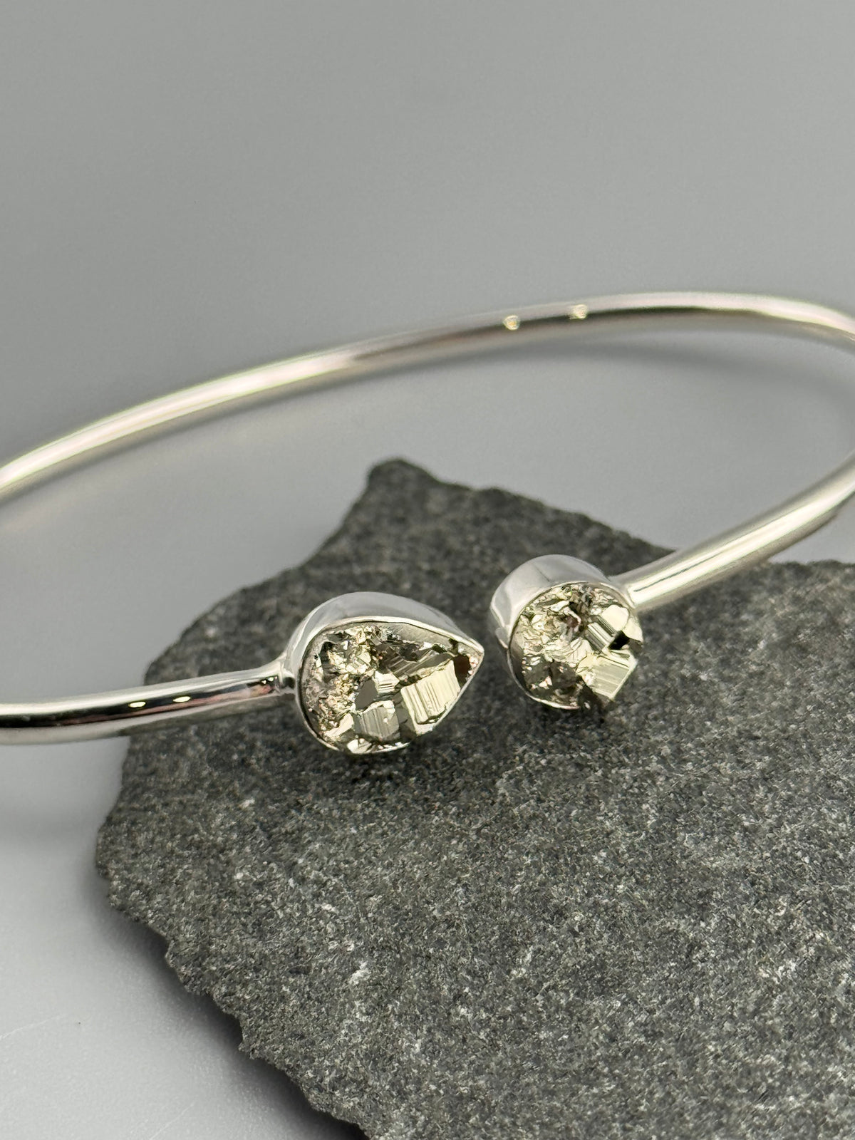•RAIN OR SHINE• pyrite + silver twist-on cuff bracelet