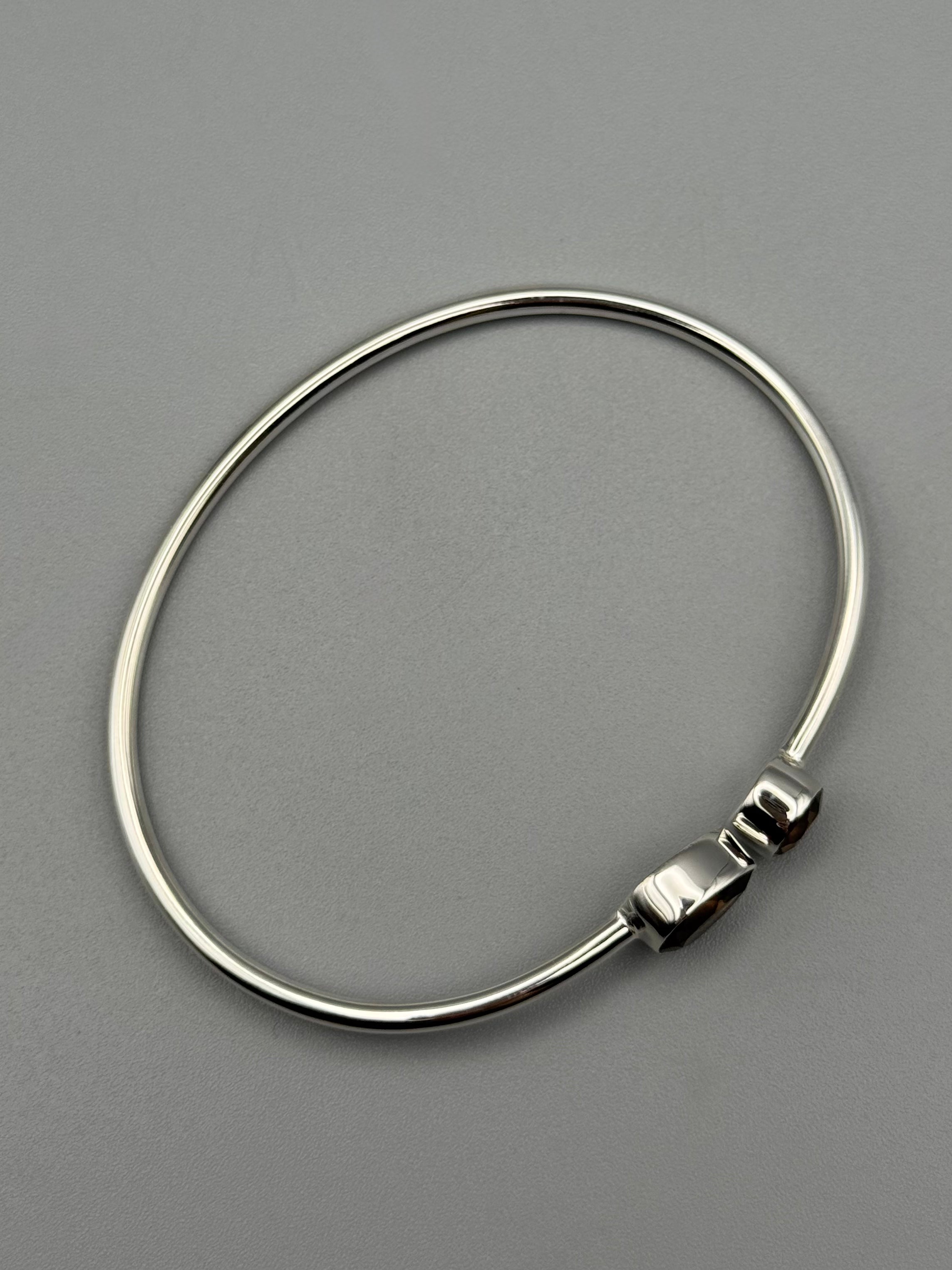 •RAIN OR SHINE• smoky quartz + silver twist-on cuff bracelet