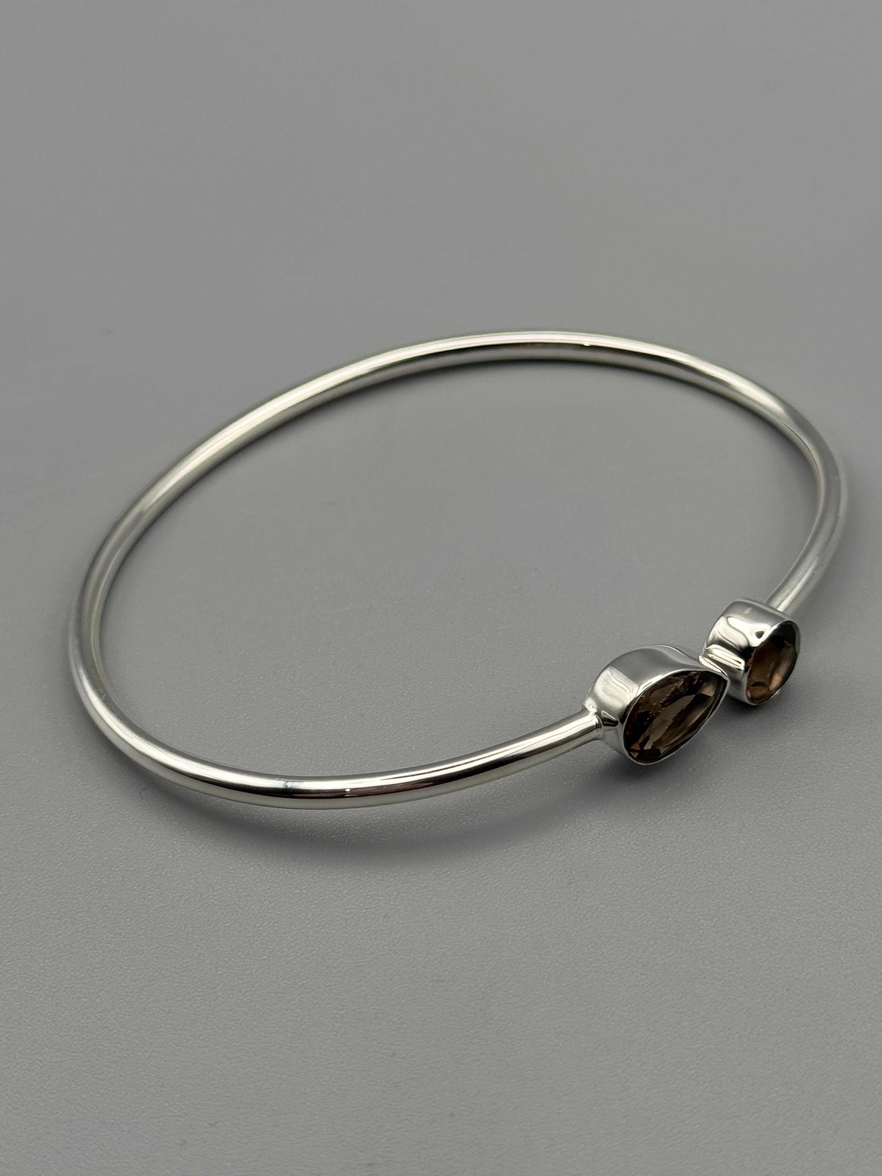 •RAIN OR SHINE• smoky quartz + silver twist-on cuff bracelet