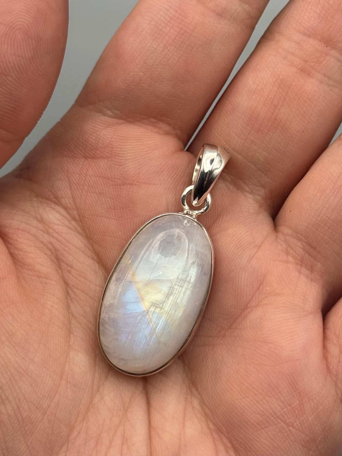 •RAINBOW MOONSTONE - MEDIUM OVAL• sterling silver pendant