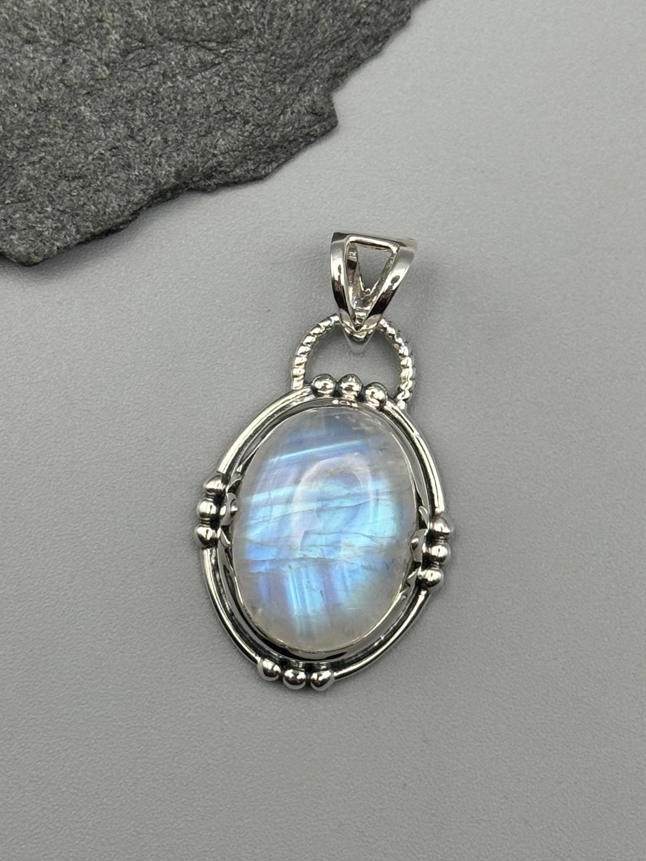 •RAINBOW MOONSTONE - CUPOLA• sterling silver pendant