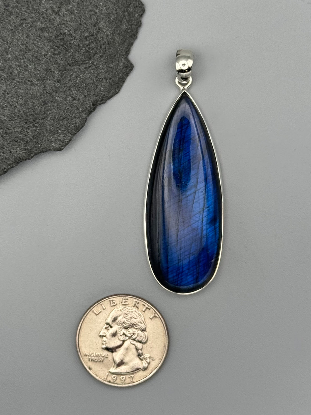 •LABRADORITE - LARGE TEAR 1• sterling silver pendant