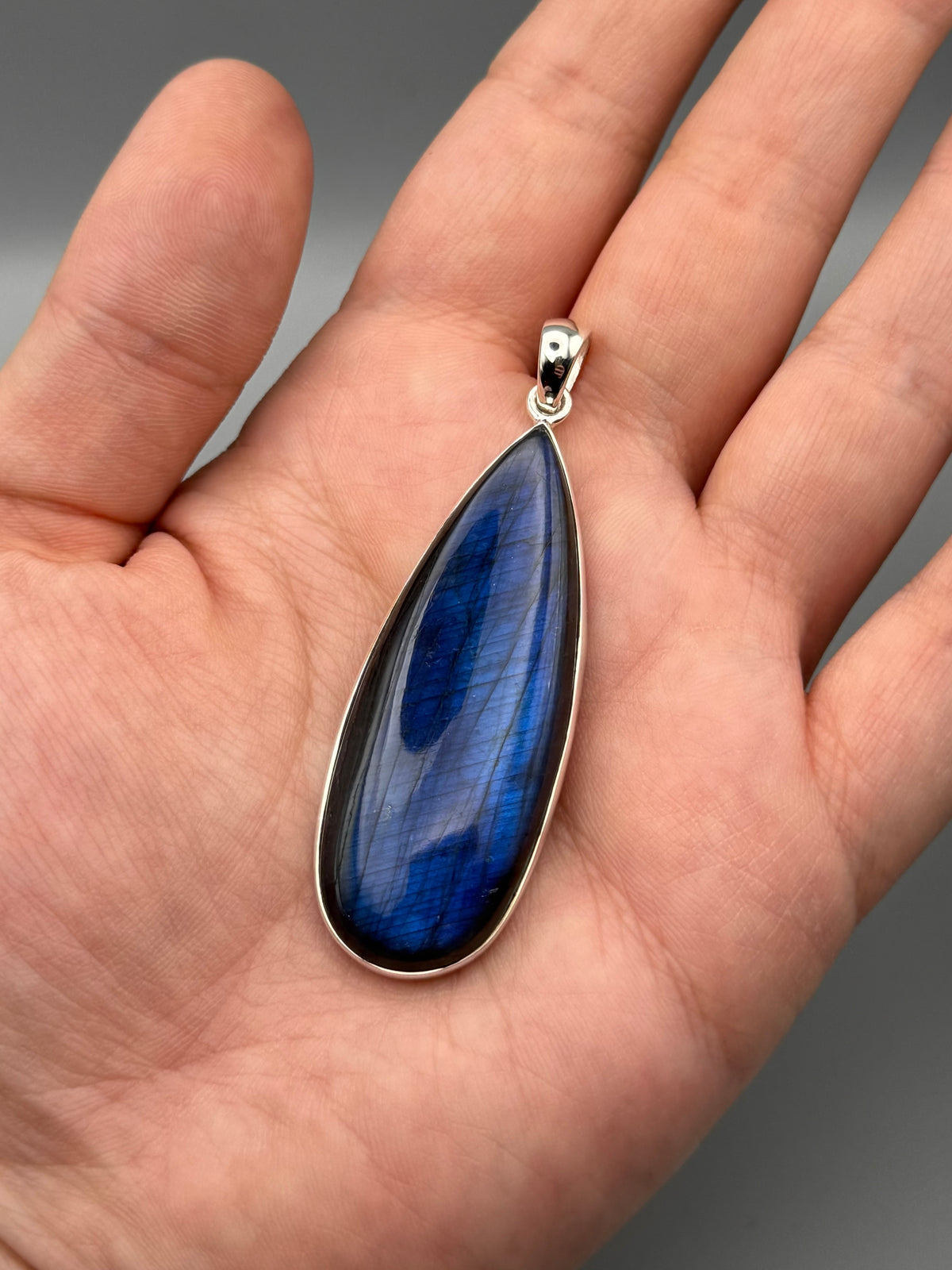 •LABRADORITE - LARGE TEAR 1• sterling silver pendant