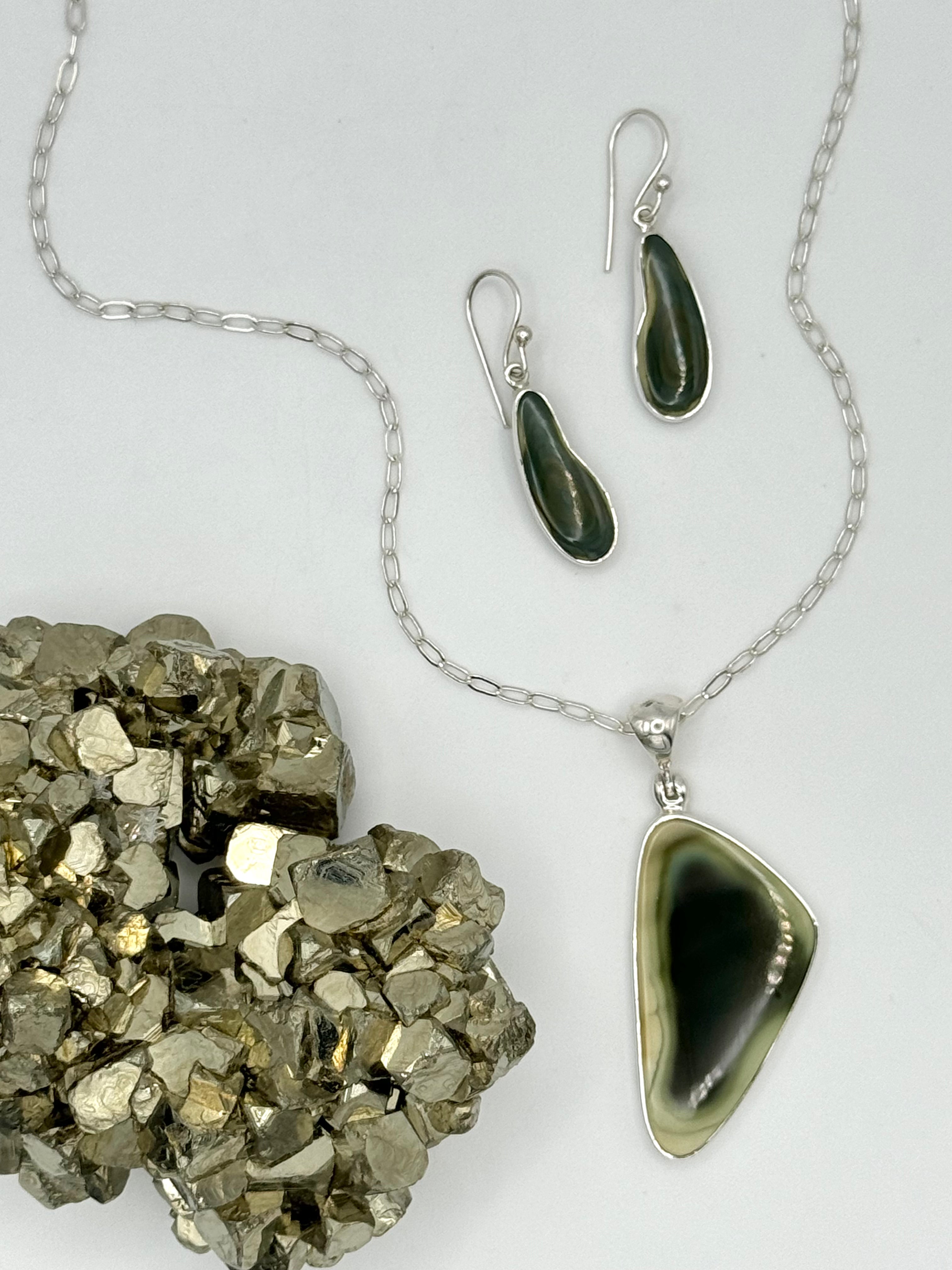 •IMPERIAL JASPER FREEFORM• silver dangle earrings