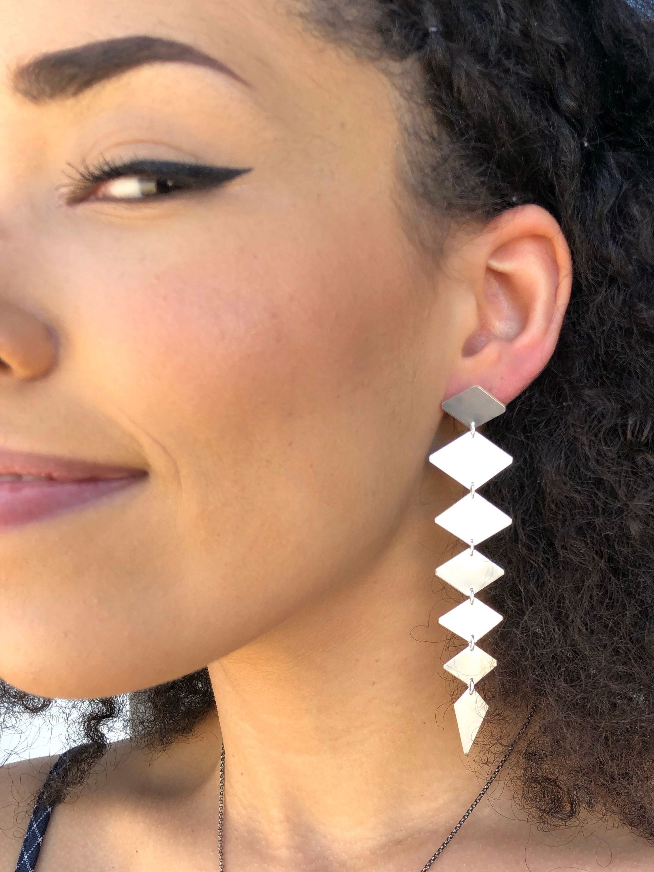 •DIAMOND LINA• silver post earrings