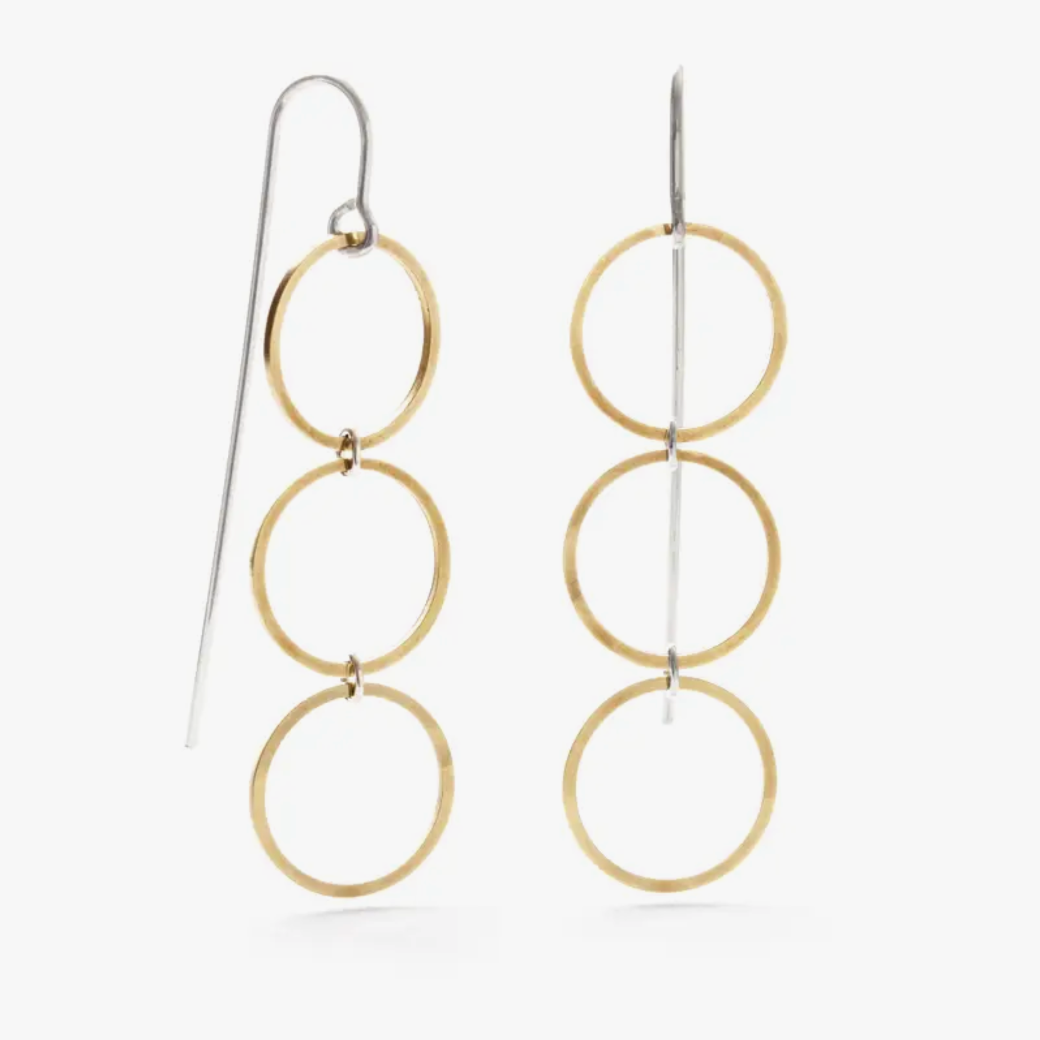 •TRIPLE HOOP THREADER• mixed metal dangle earrings