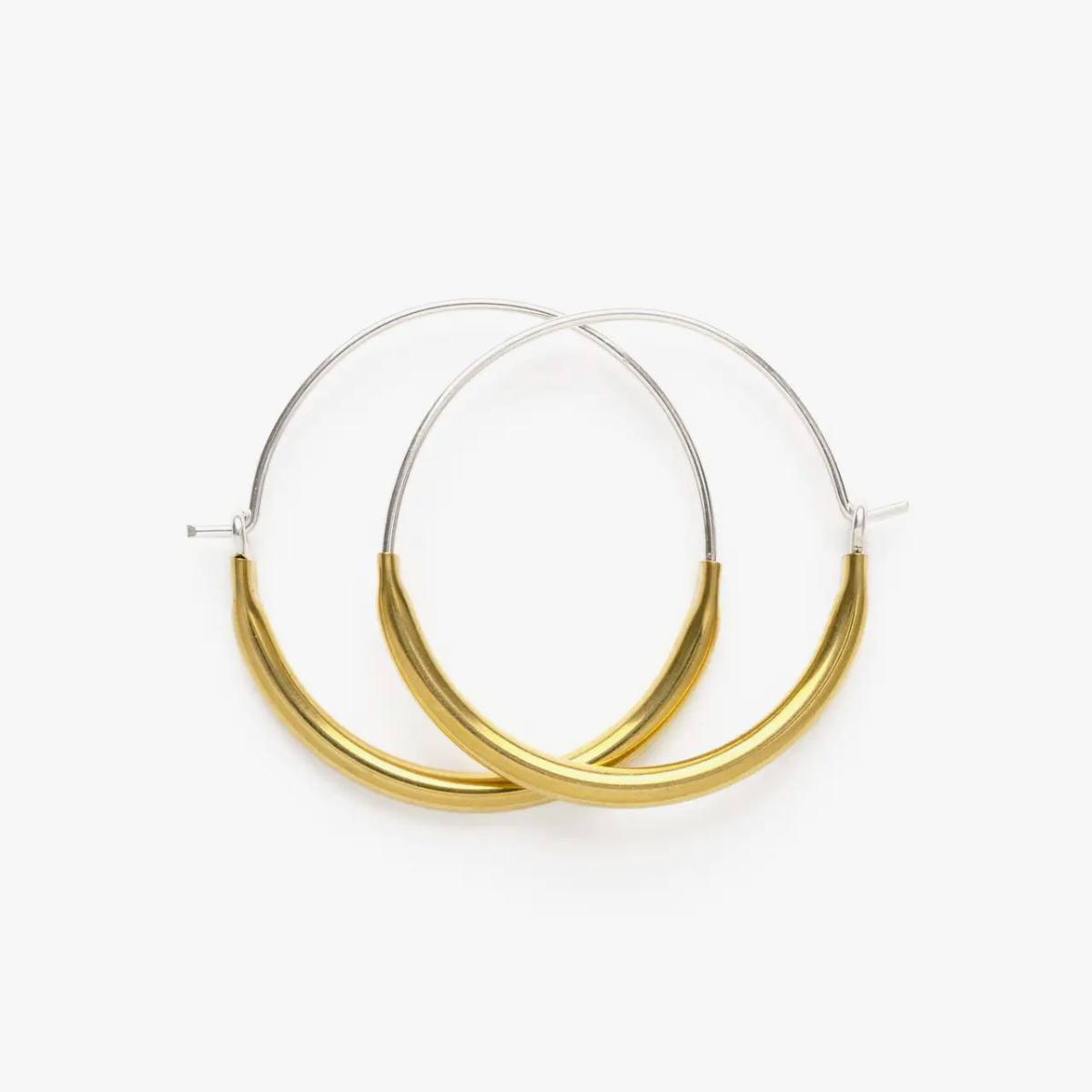 •SMALL TUBE HOOPS• mixed metal dangle earrings