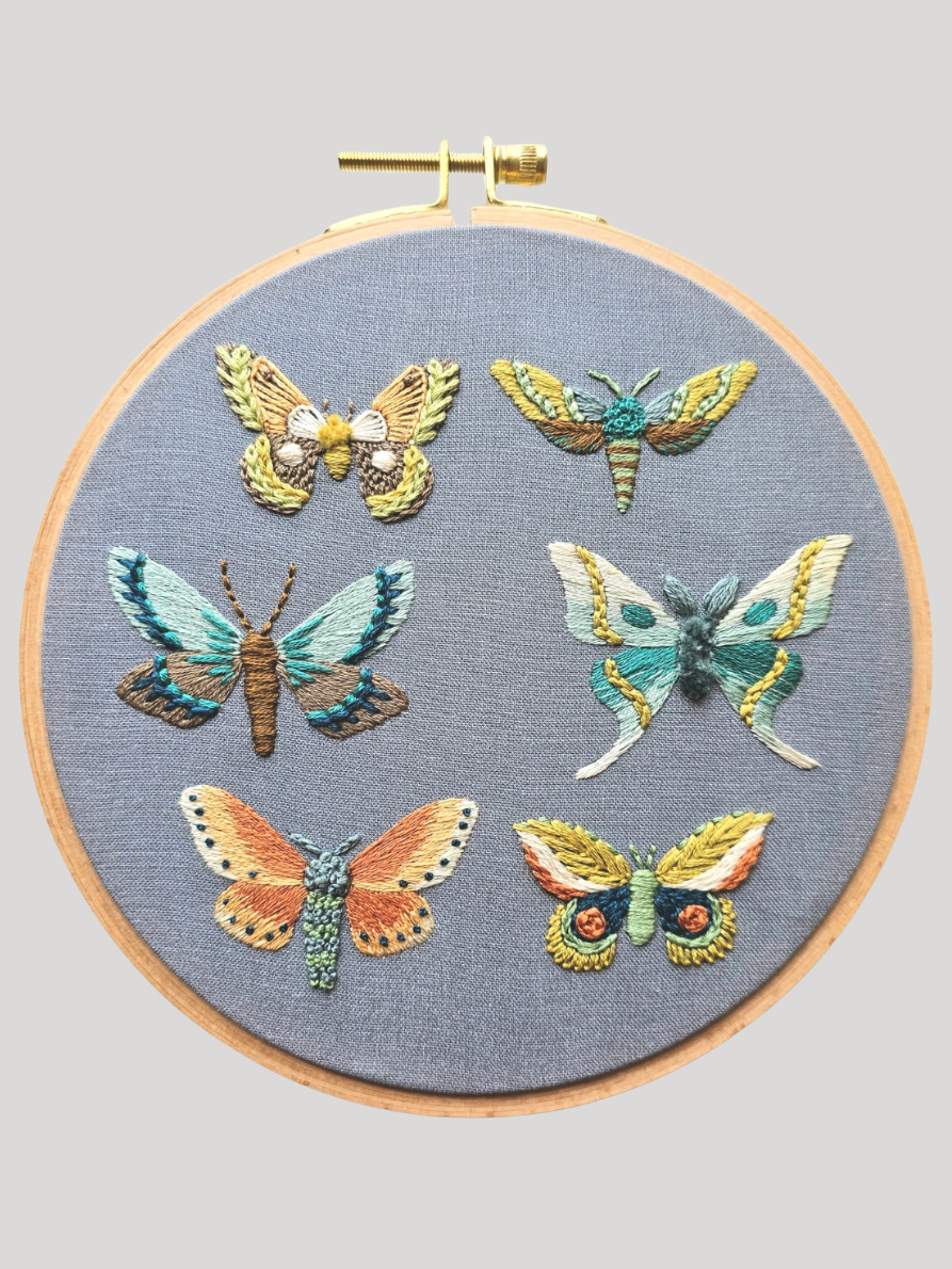 •MOTH SAMPLER• intermediate embroidery kit