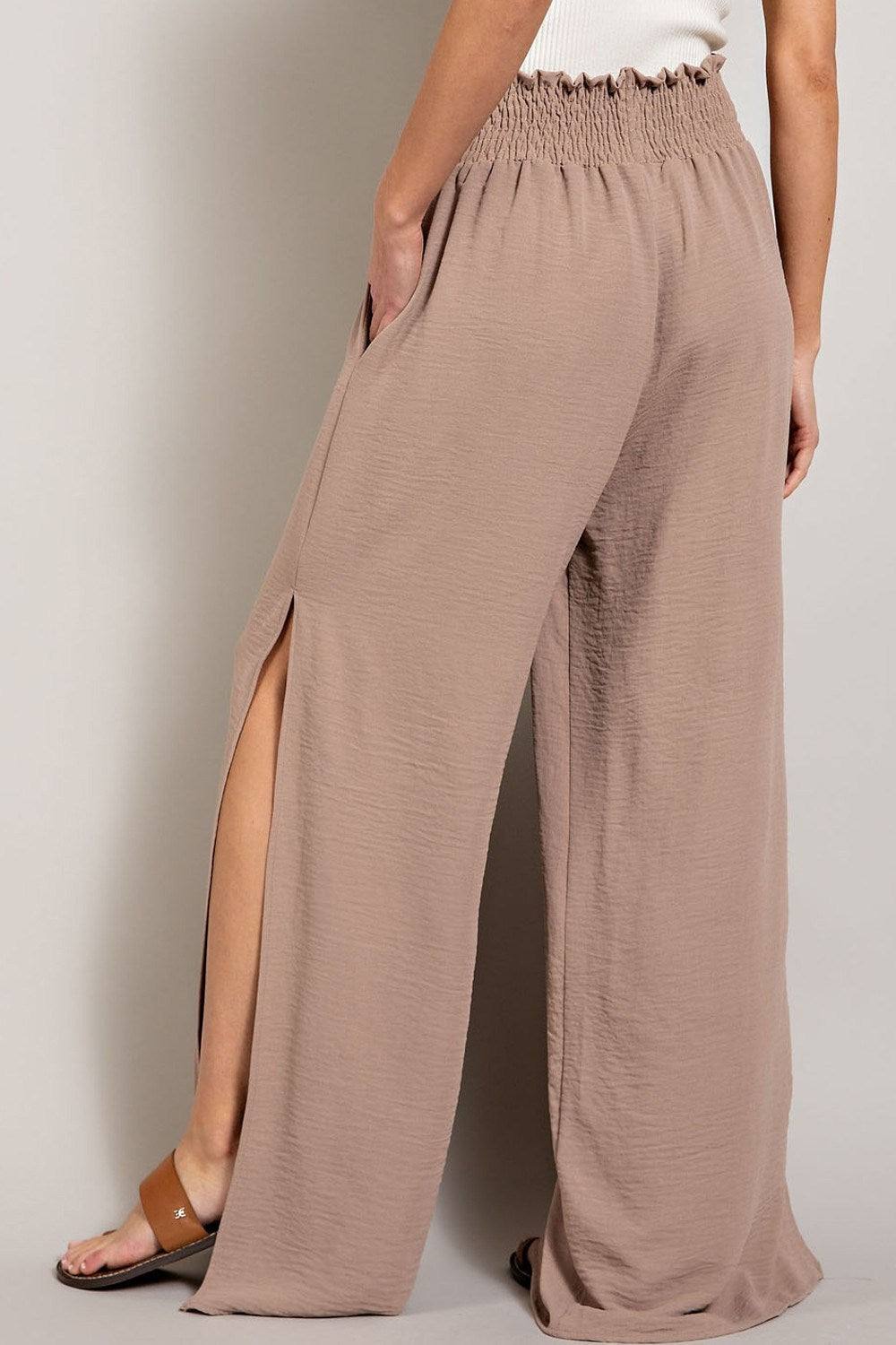 •GEMMA• smocked waist side slit pants (USA)