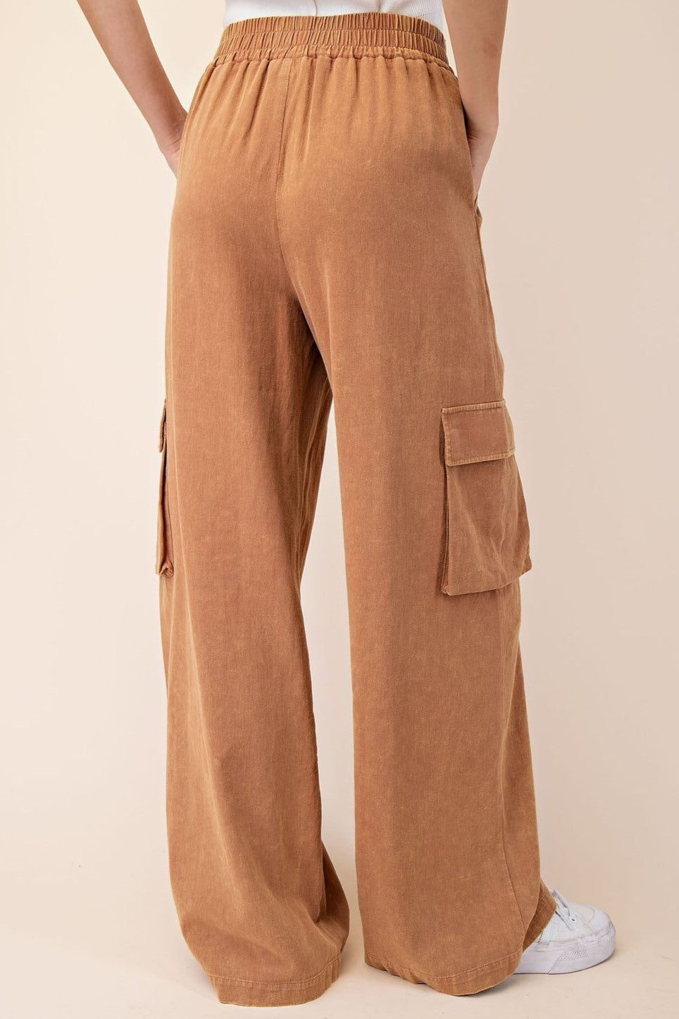 •LARA• mineral washed cotton cargo pants