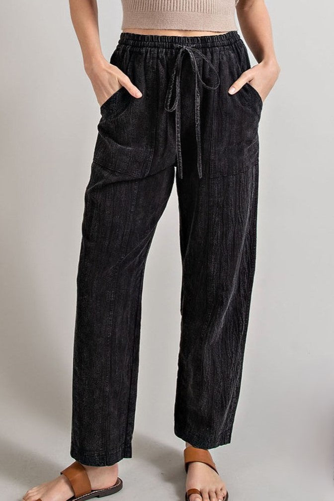 •LYDIA• striped mineral washed cotton blend pants