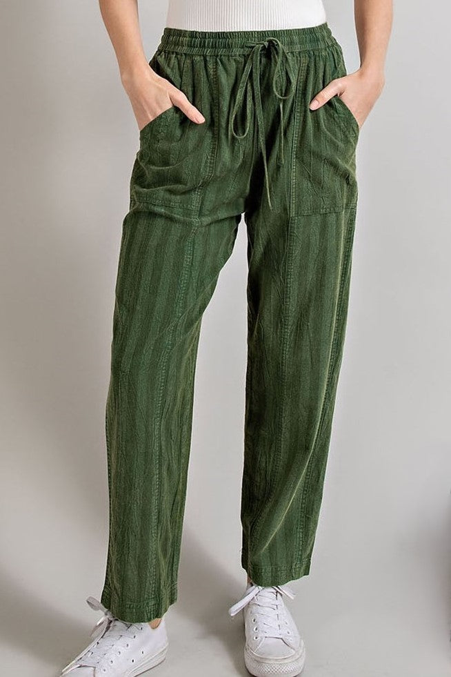 •LYDIA• striped mineral washed cotton blend pants