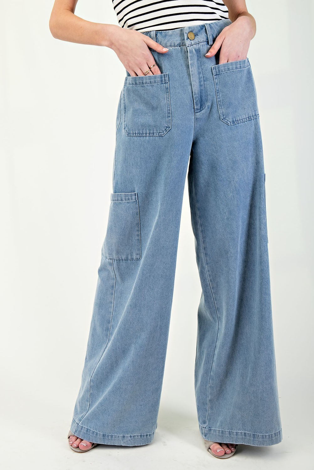 •MINKA• wide leg denim cargo pants