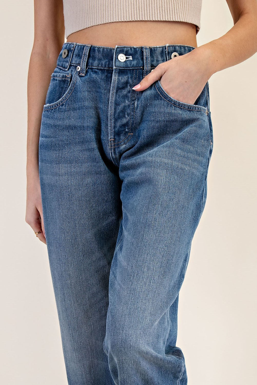•JOANNA• cropped cuffed denim pants