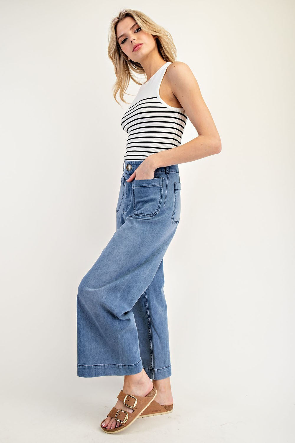 •CORDELIA - CLASSIC• cropped wide leg denim pants