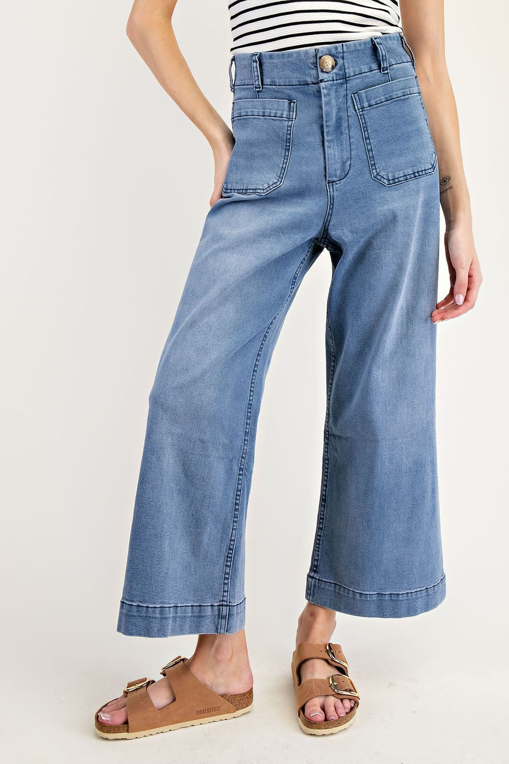 •CORDELIA - CLASSIC• cropped wide leg denim pants