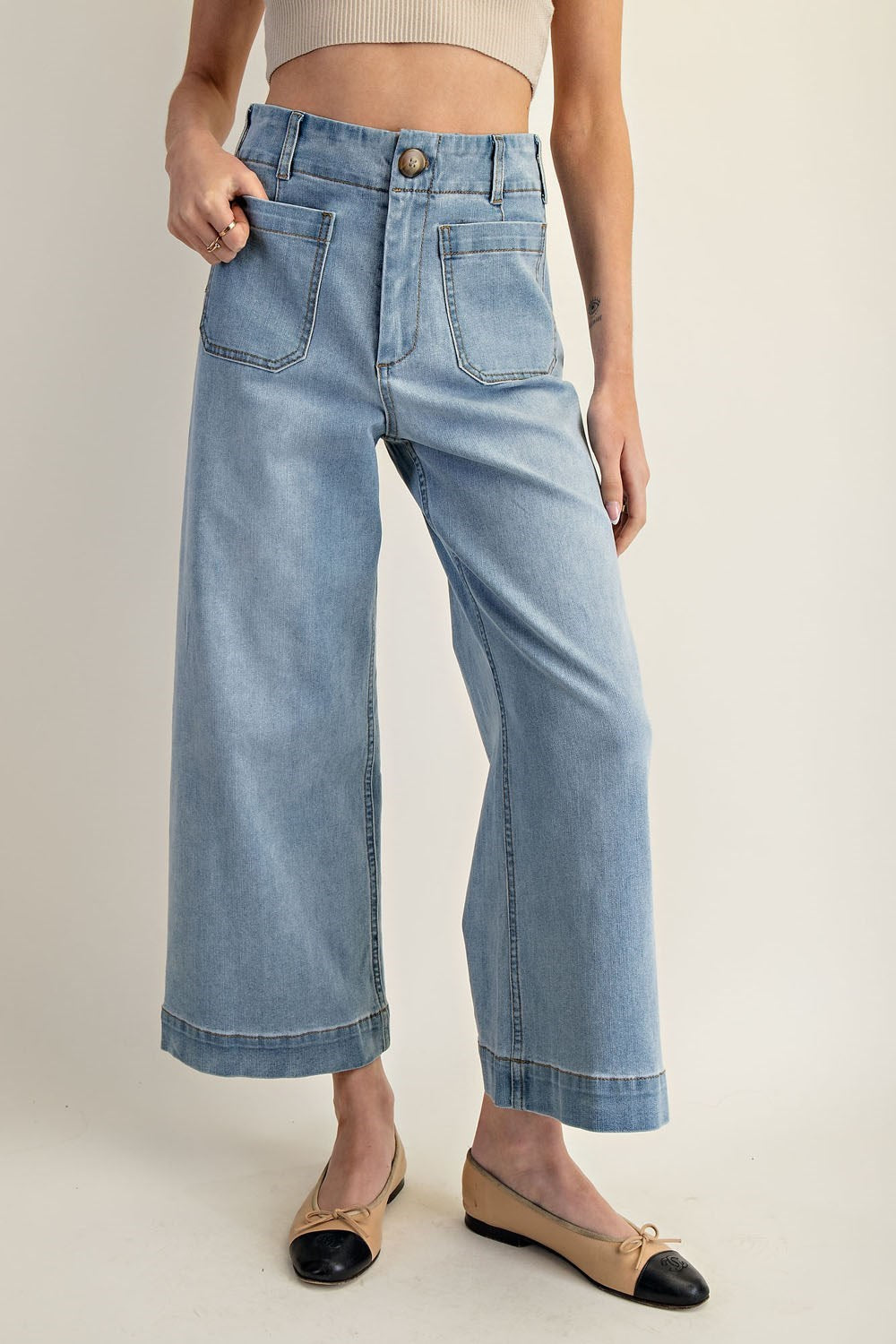 •CORDELIA - CLASSIC• cropped wide leg denim pants