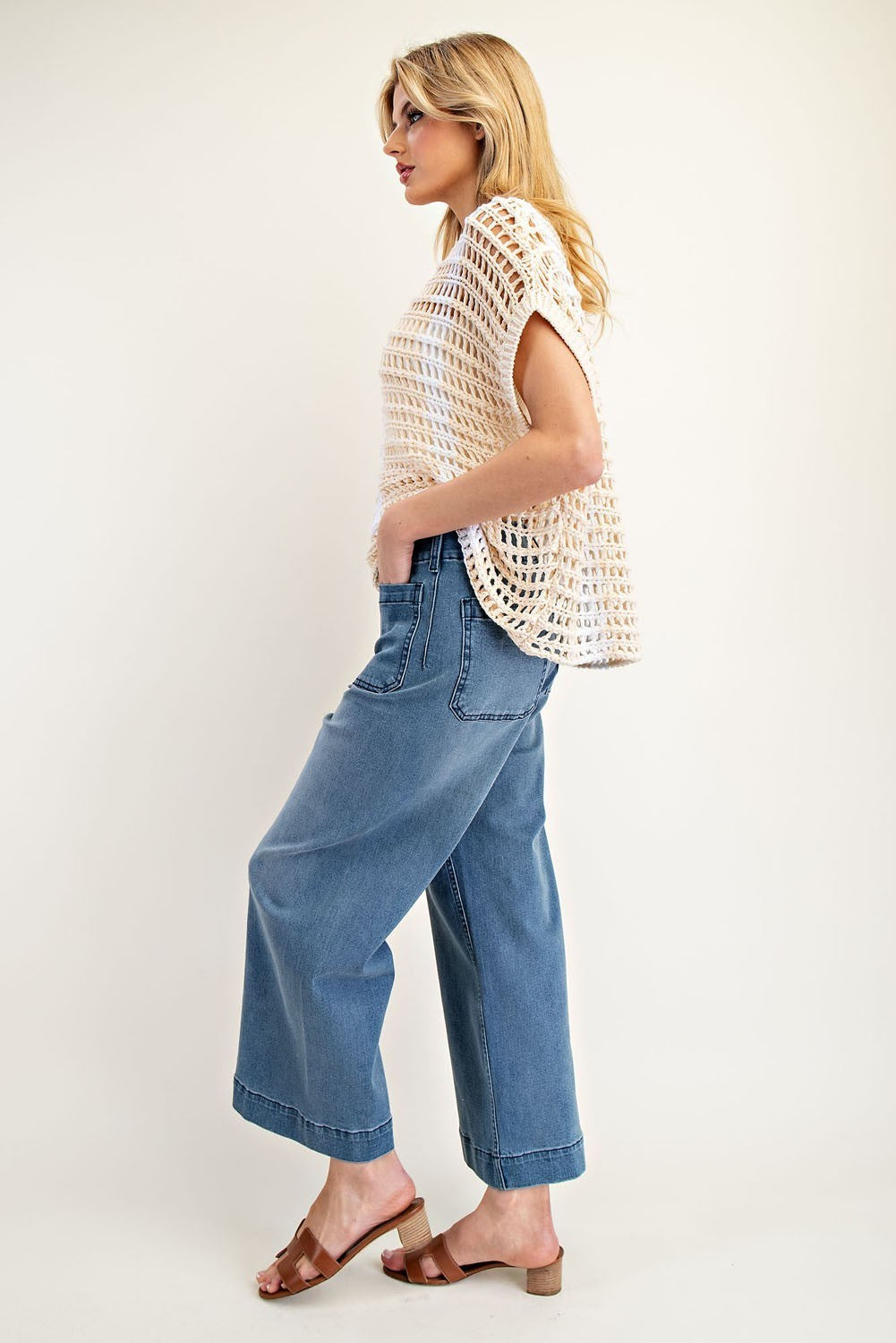 •CORDELIA - CLASSIC• cropped wide leg denim pants