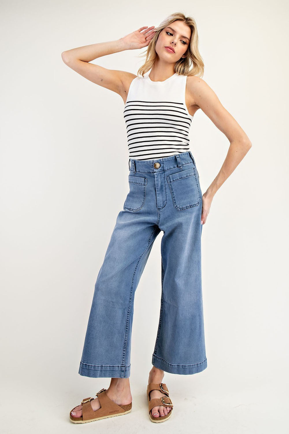 •CORDELIA - CLASSIC• cropped wide leg denim pants