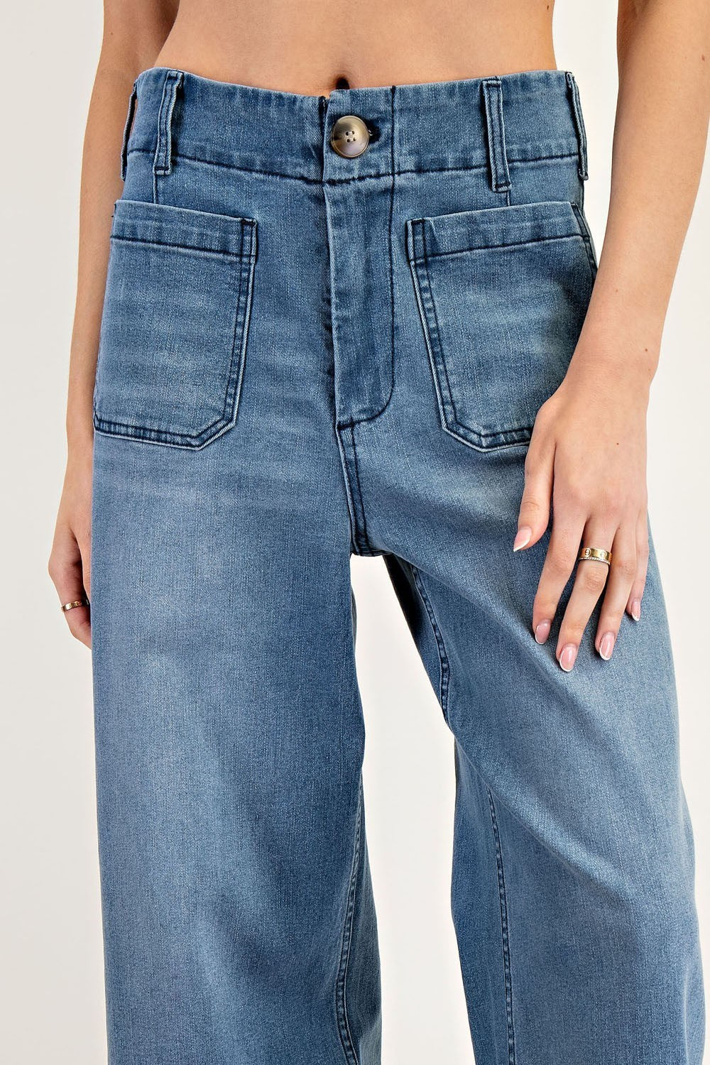 •CORDELIA - CLASSIC• cropped wide leg denim pants