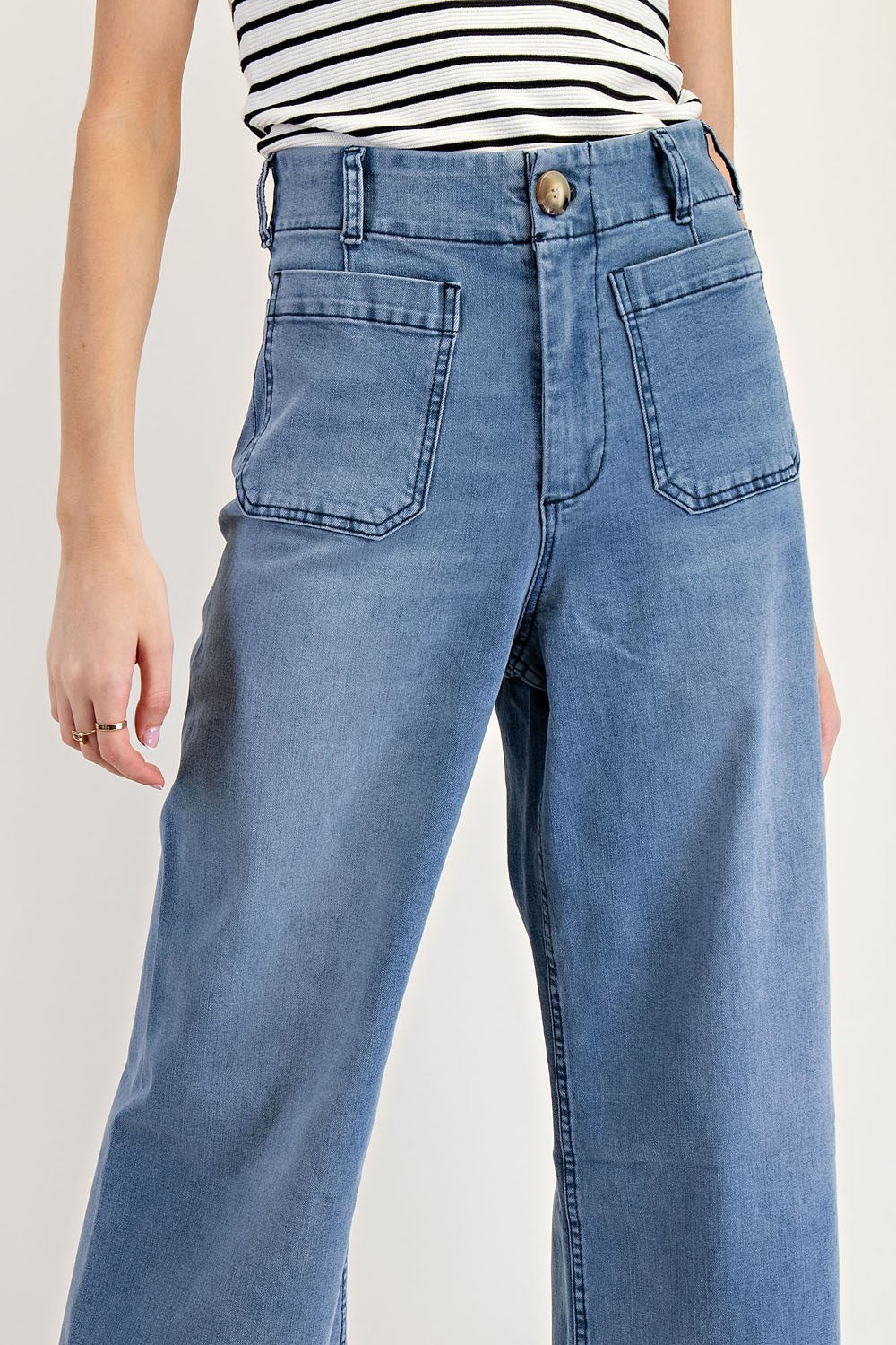 •CORDELIA - CLASSIC• cropped wide leg denim pants