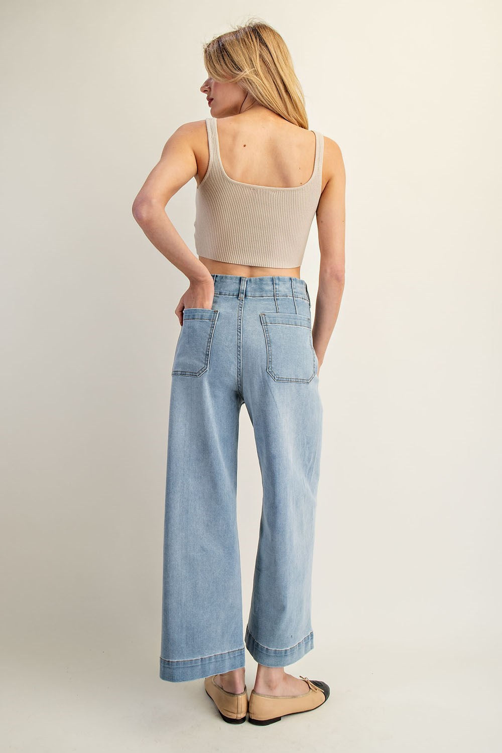 •CORDELIA - CLASSIC• cropped wide leg denim pants