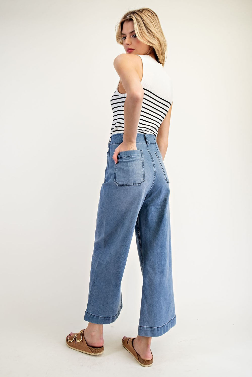 •CORDELIA - CLASSIC• cropped wide leg denim pants