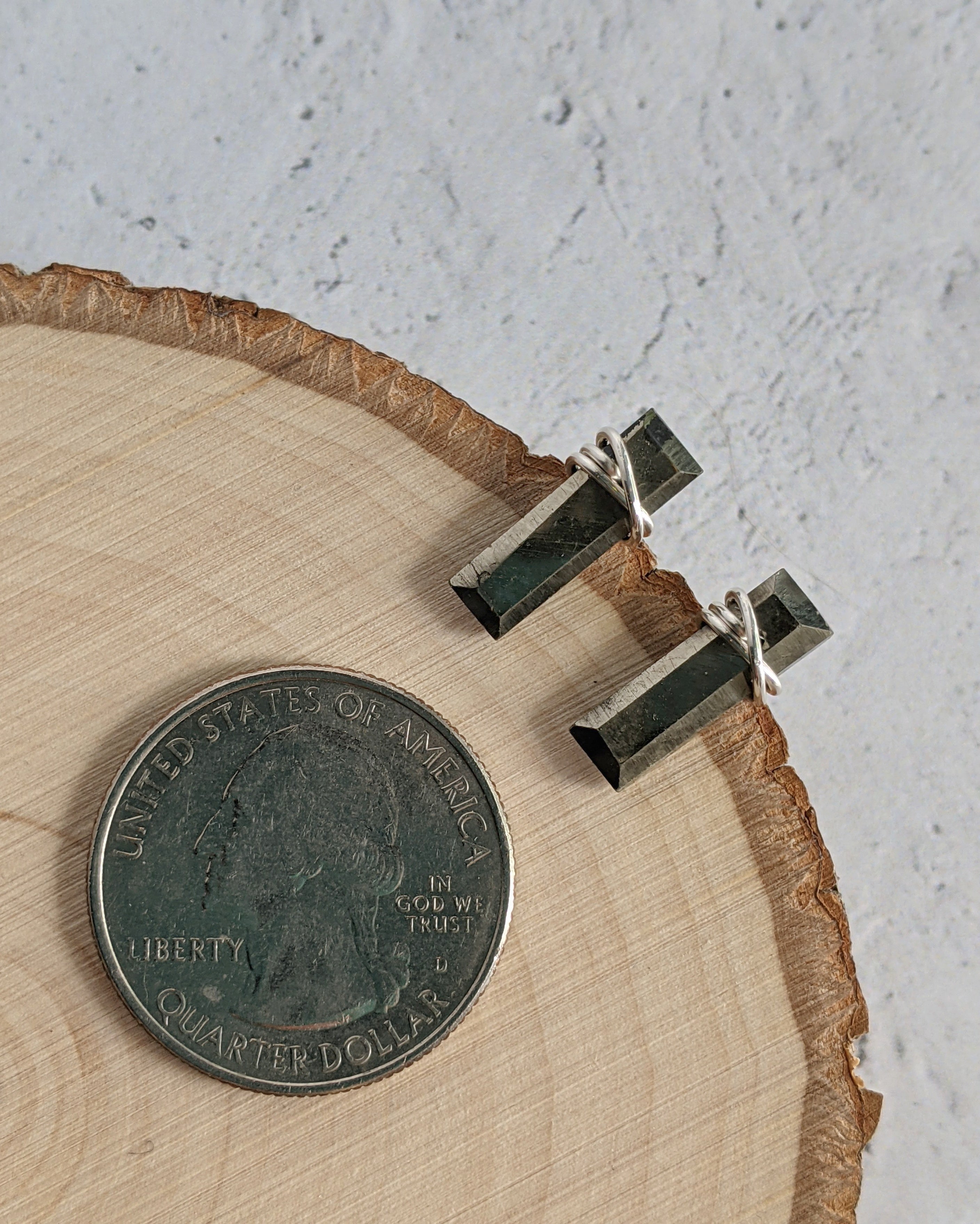 •BAR• pyrite + gold stud earrings