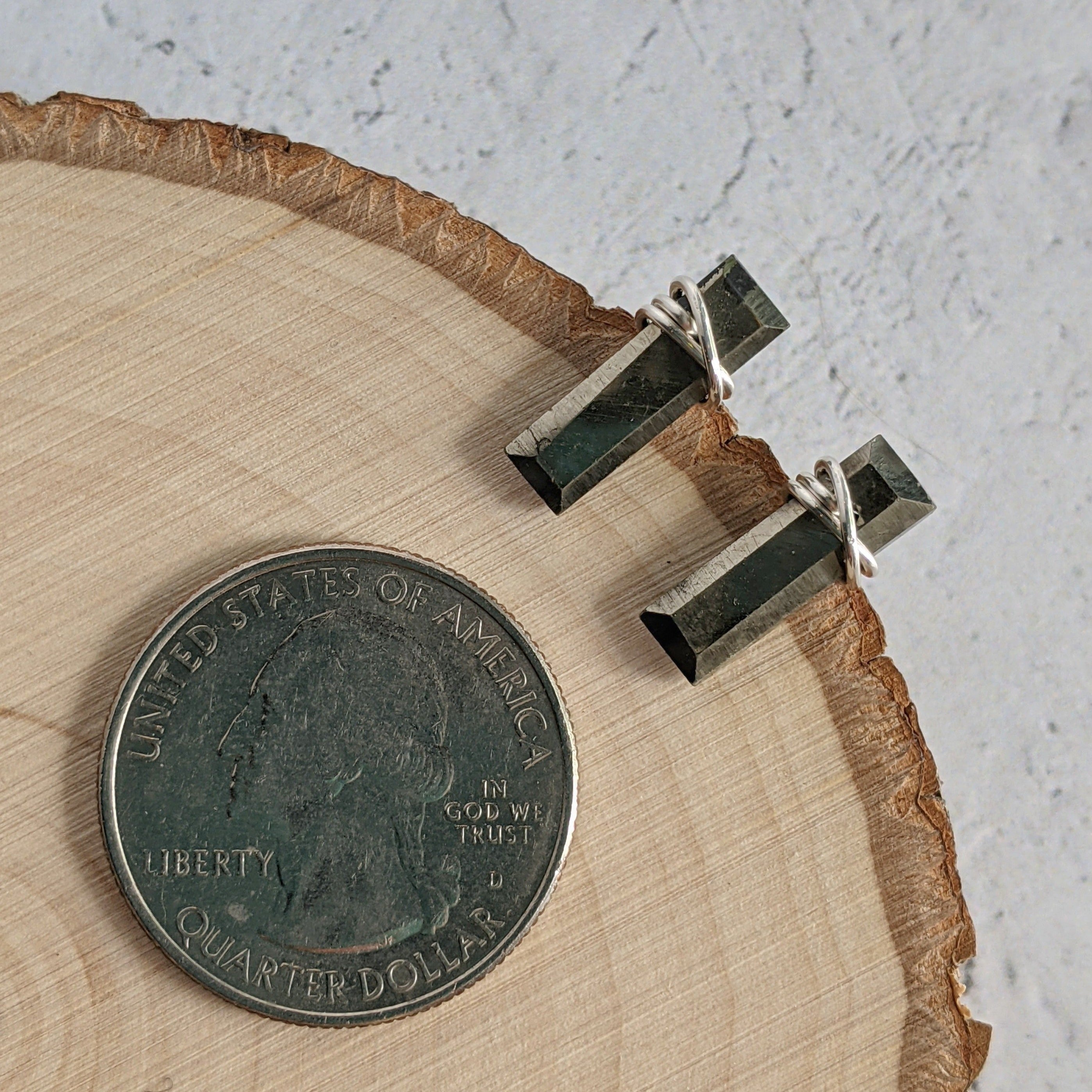 •BAR• pyrite + silver stud earrings