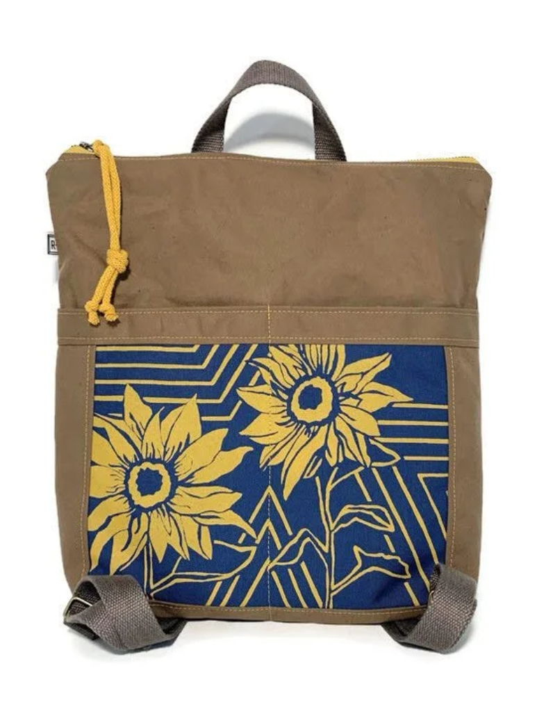 •BACKPACK - SUNFLOWER• waxed canvas bag