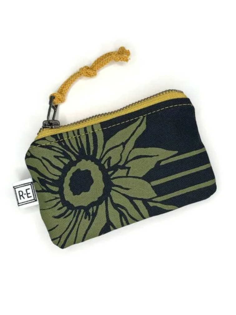 •CARD POUCH - SUNFLOWER• waxed canvas bag