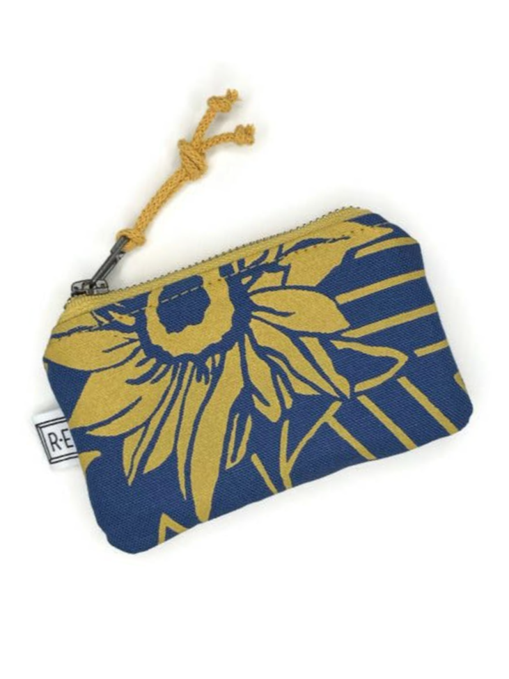 •CARD POUCH - SUNFLOWER• waxed canvas bag