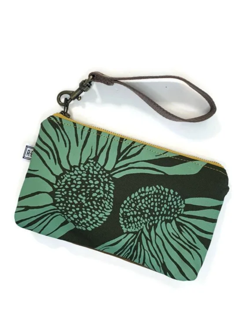 •MIDI WRISTLET - CONEFLOWER• waxed canvas clutch