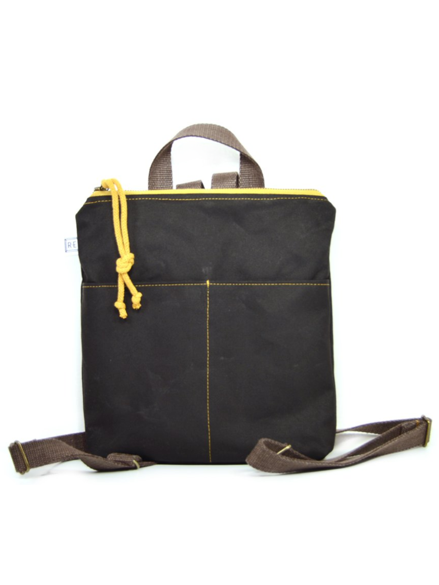 •MINI BACKPACK - SOLID• waxed canvas bag
