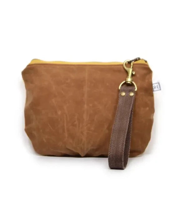 •BOWTIE• waxed canvas wristlet/clutch