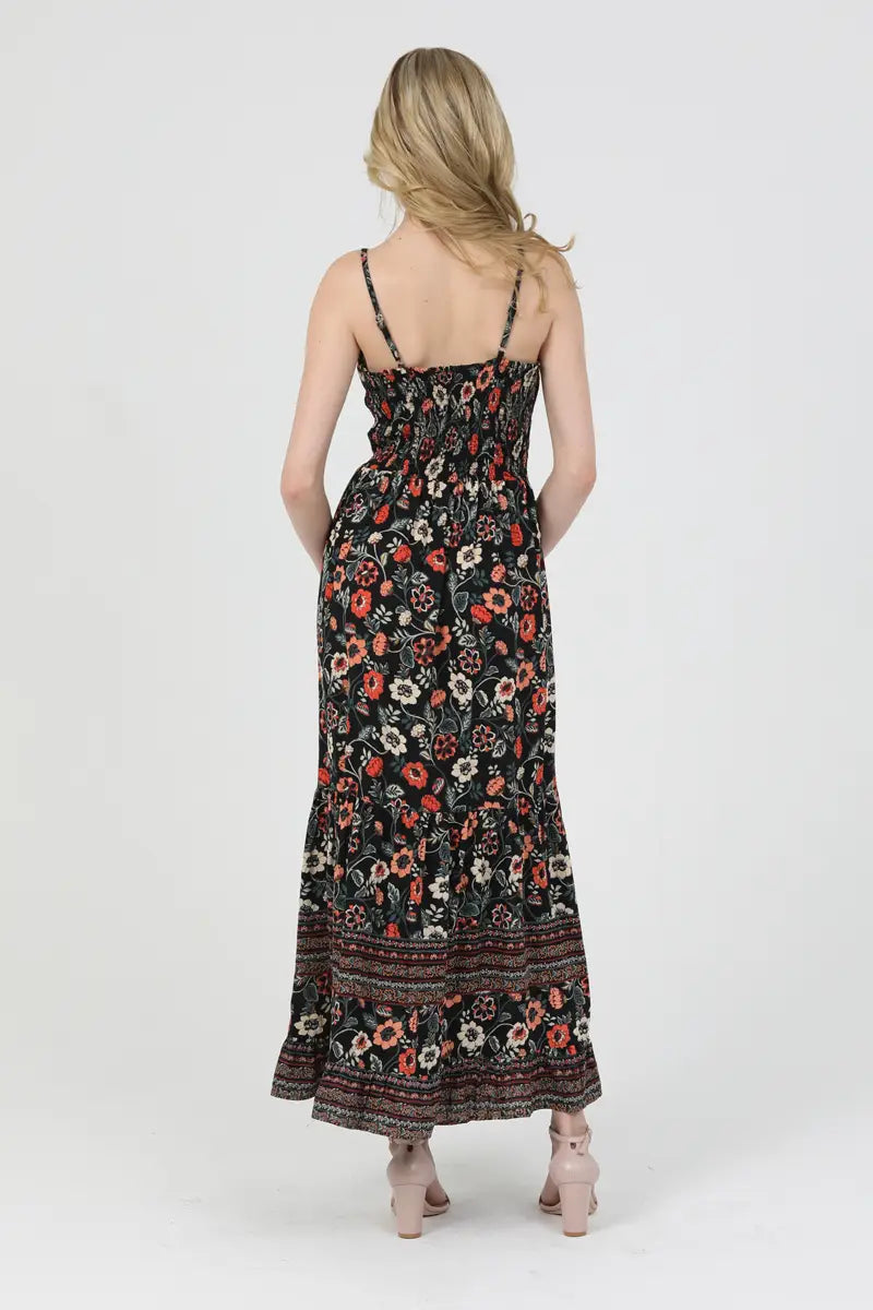 •AUGUST FLORAL• tiered twist front midaxi dress