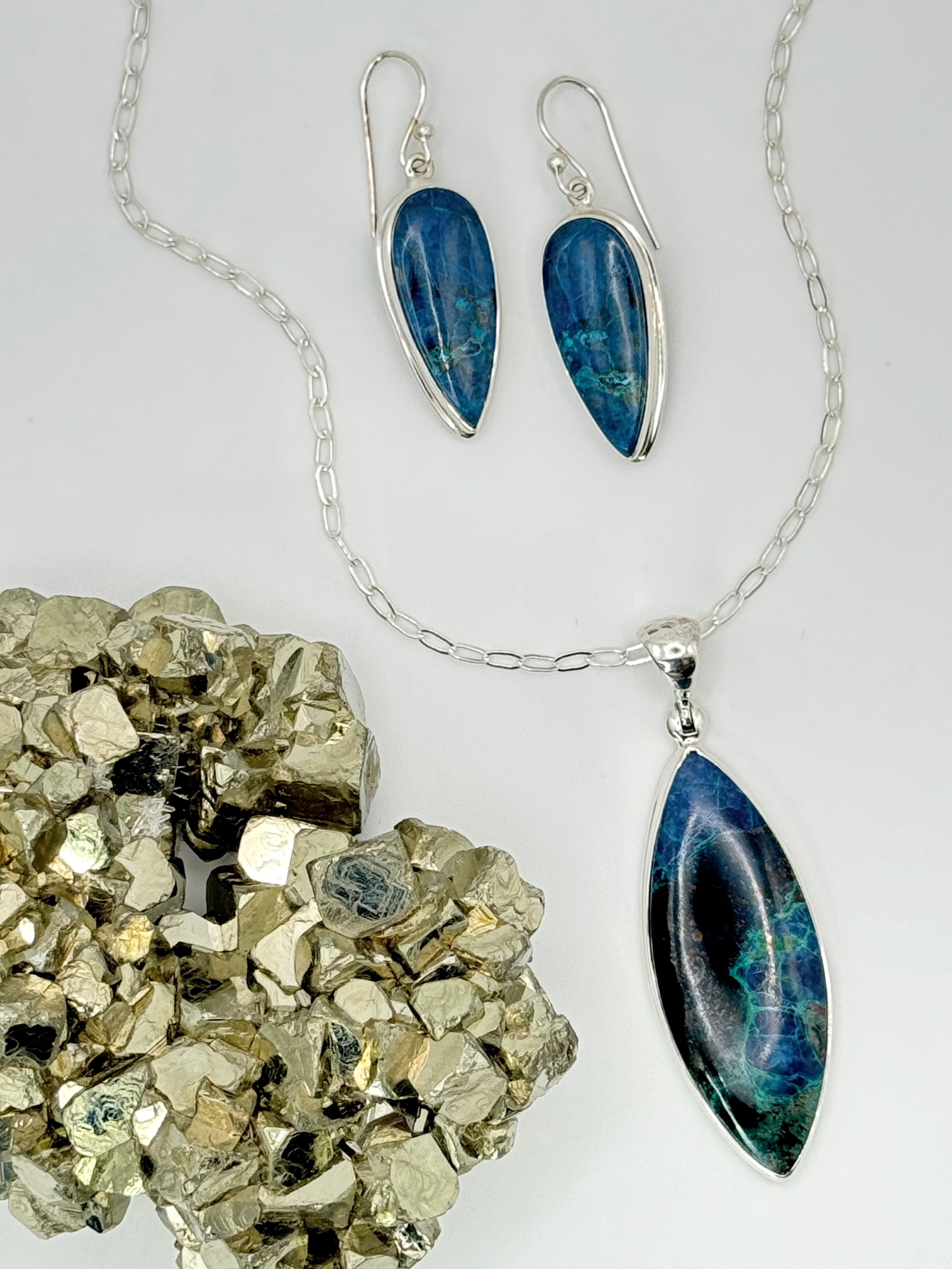 •SHATTUCKITE MARQUISE• sterling silver pendant