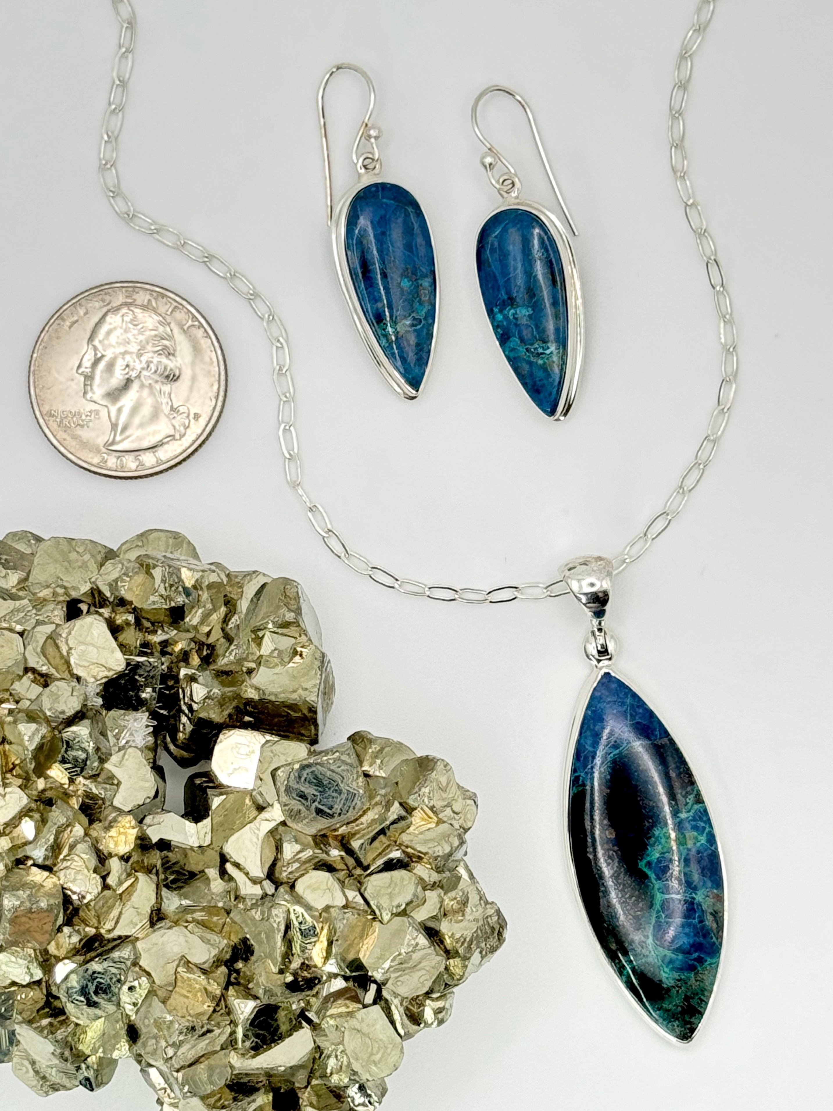 •SHATTUCKITE MARQUISE• sterling silver pendant