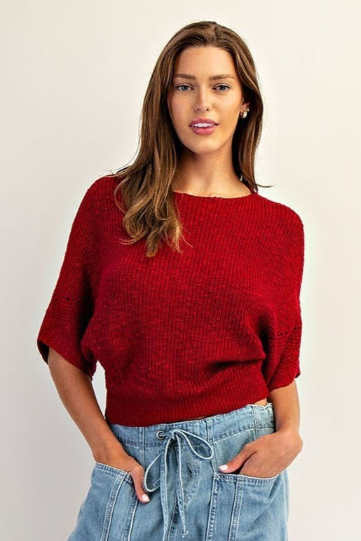 •SHANA• dolman half sleeve sweater
