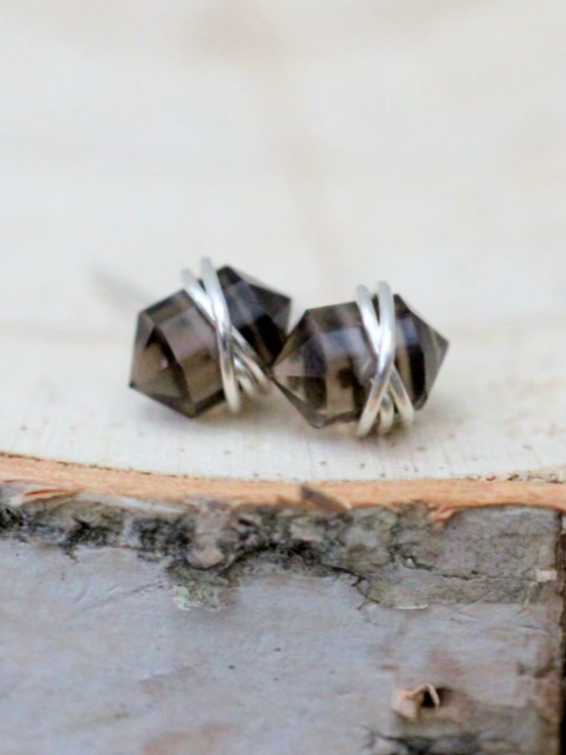 •PIKE• smoky quartz + silver stud earrings