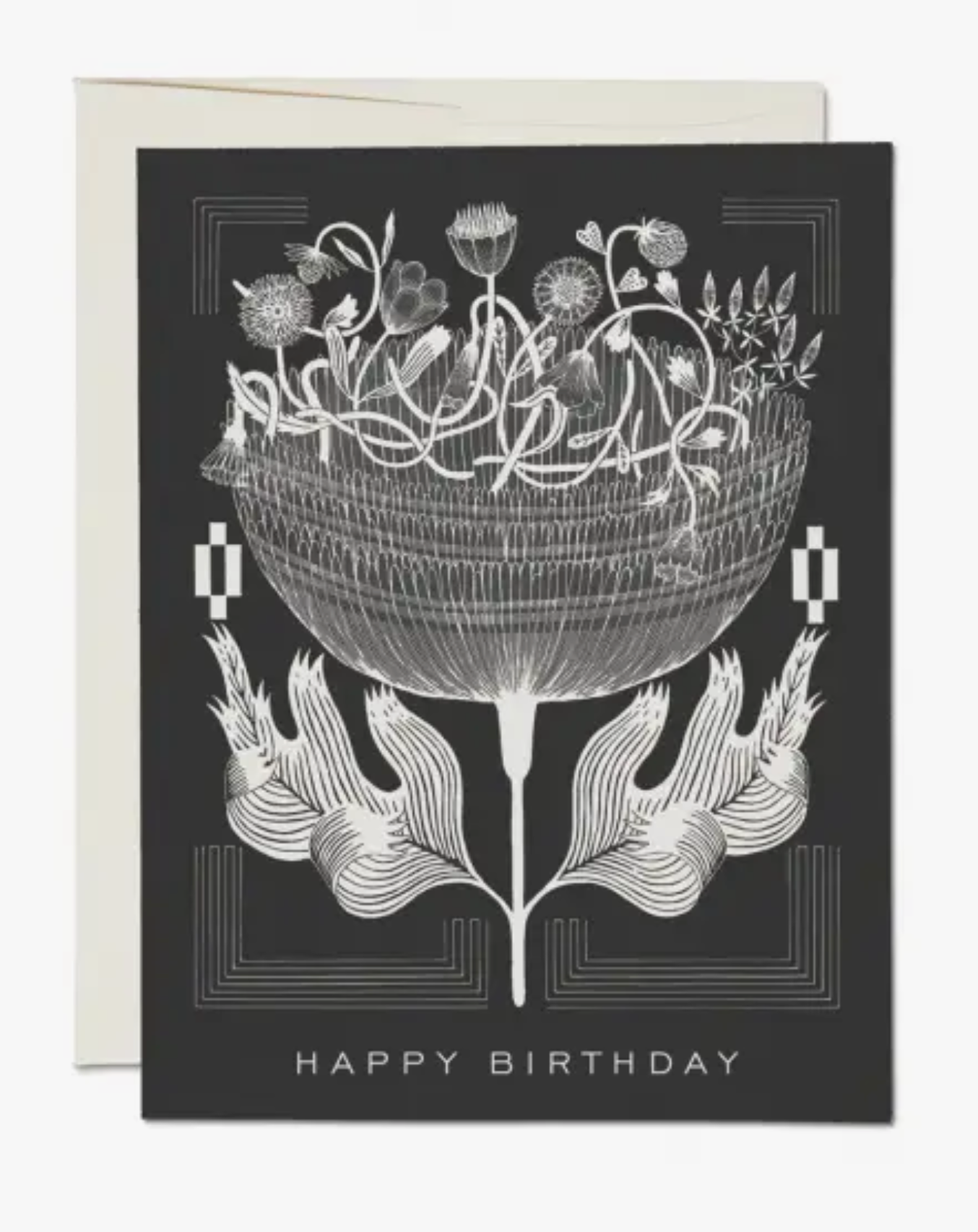 •BLACK & WHITE NOUVEAU• birthday card