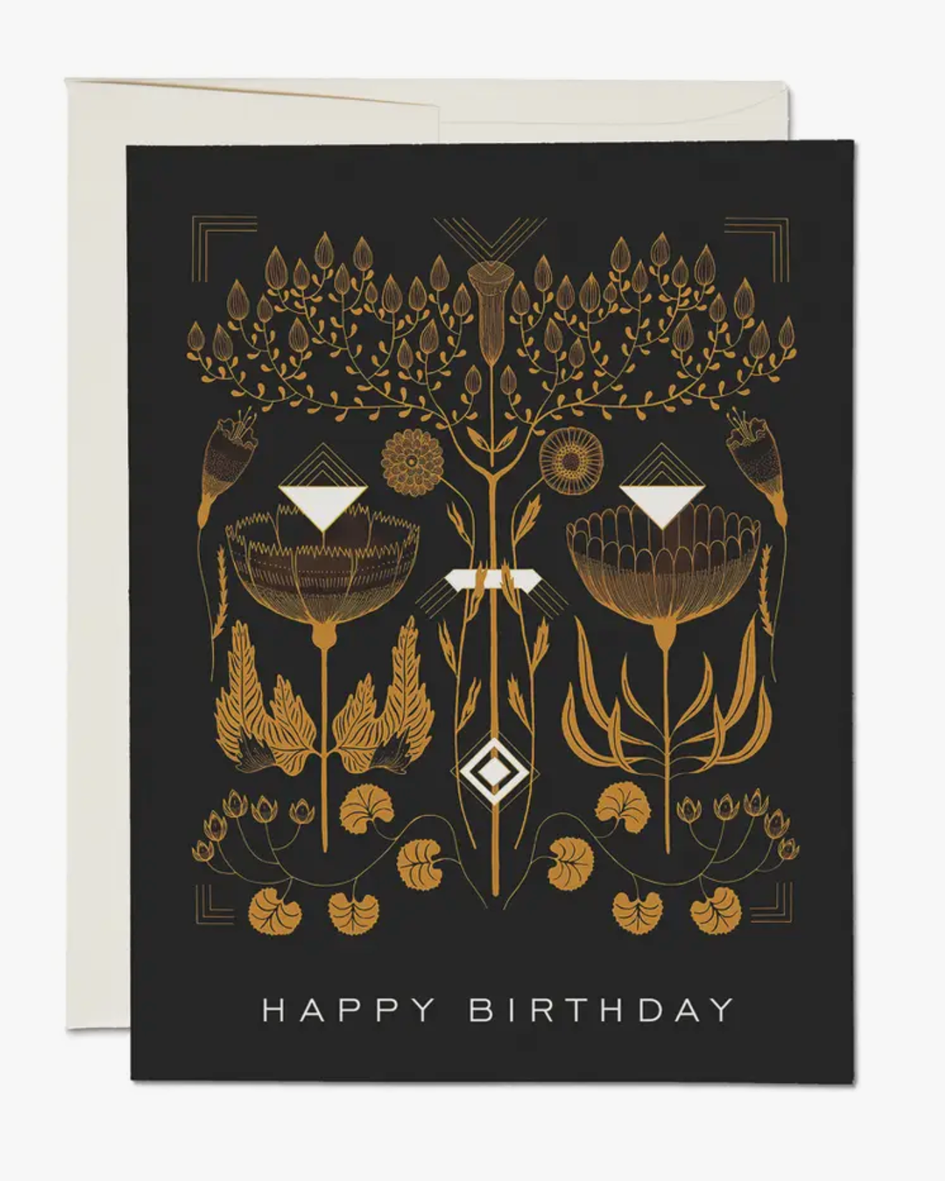 •BLACK & AMBER NOUVEAU• birthday card