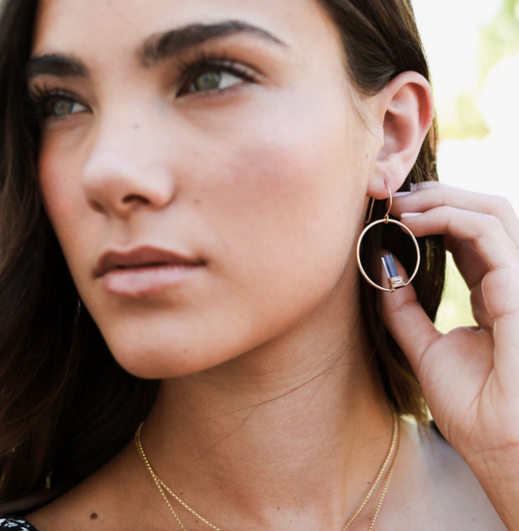 •SUNRISE HOOP• fluorite + gold earrings