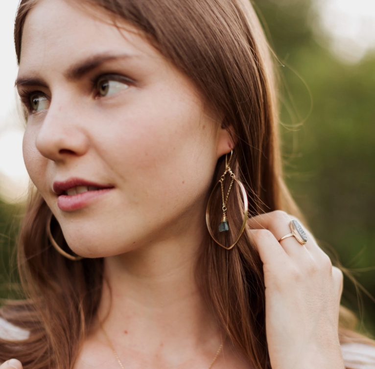 •IRIS HOOP• apatite + gold earrings