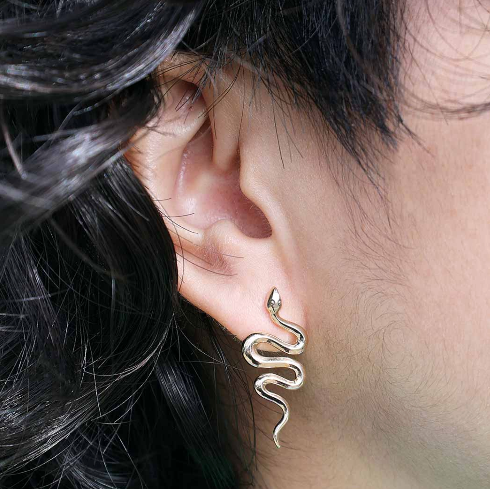 •MEDIUM SLITHERING SNAKE• bronze stud earrings