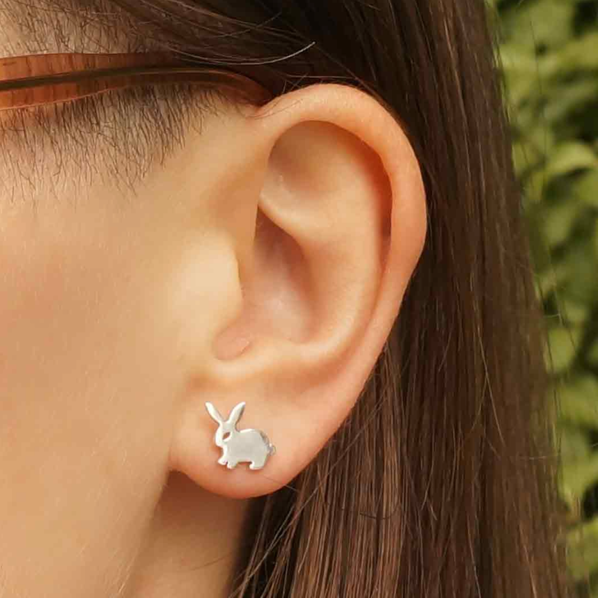 •TINY BUNNY• recycled silver stud earrings