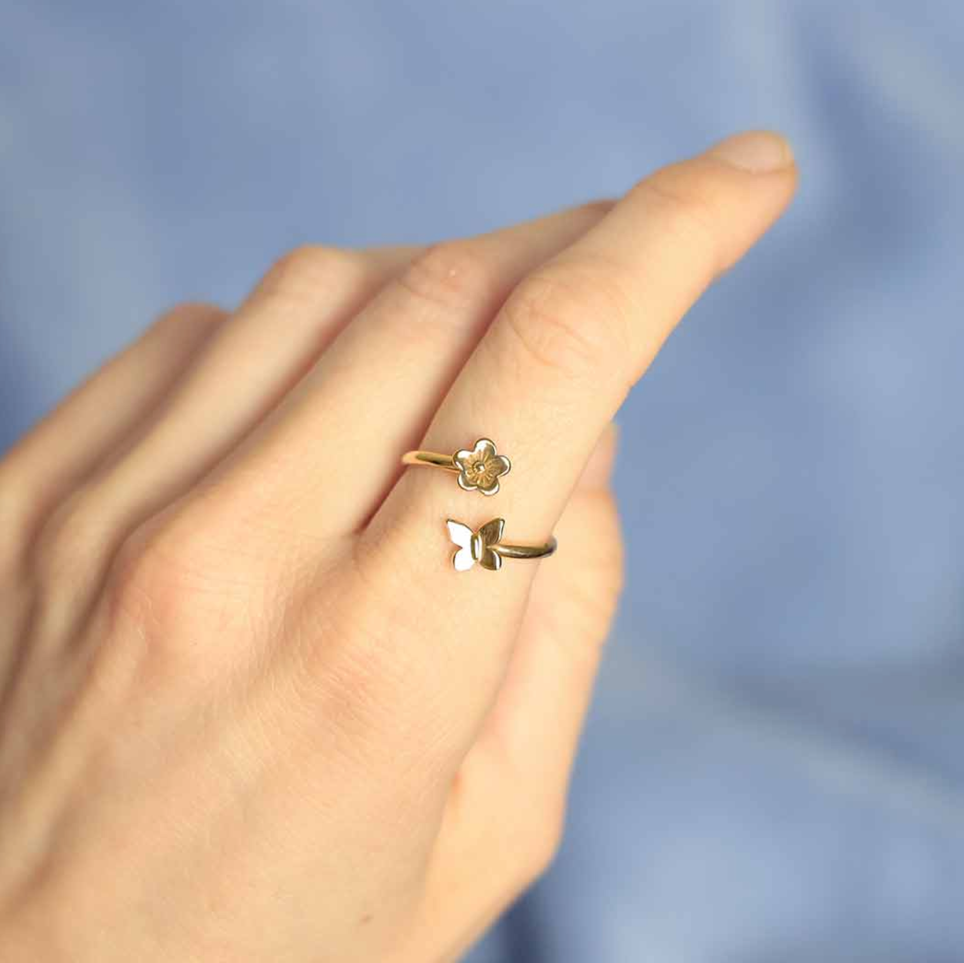 •BUTTERFLY + BLOOM • adjustable bronze ring